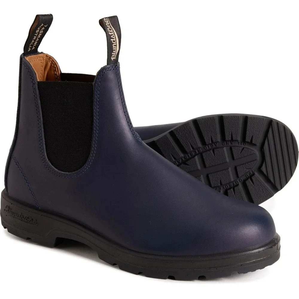 Blundstone 2246 Men‎ Chelsea Boots AU 13 US 14 Navy Leather Slip On Elastic Side